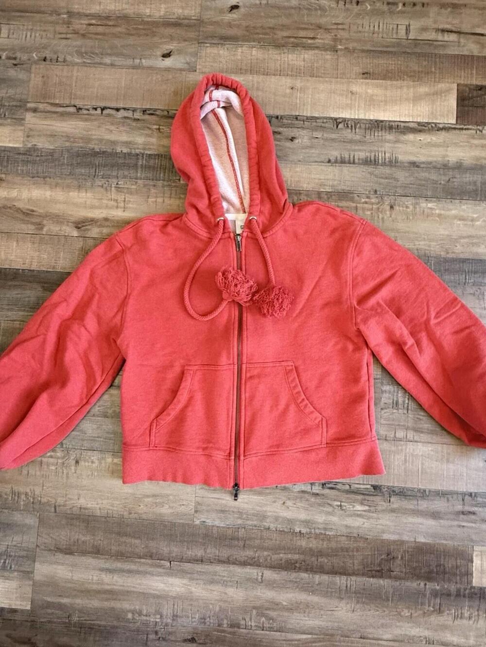 Cabi Womens Deluxe Hoodie #5657 Sz M Tangerine Pink Full Zip Solid Pockets